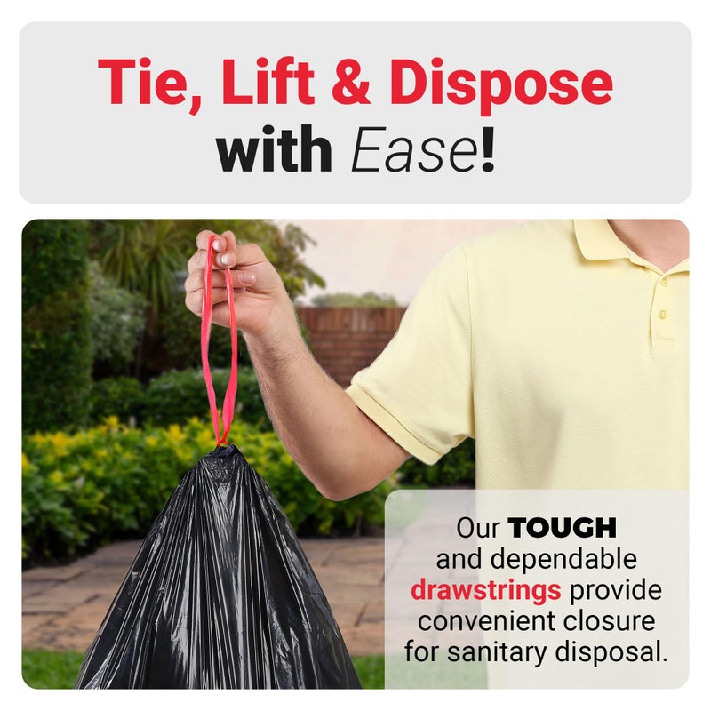Reli. 30 Gallon Trash Bags Drawstring | 150 Count | Black | 30 Gallon Garbage Bags Heavy Duty | Large 30 Gal - Image 3